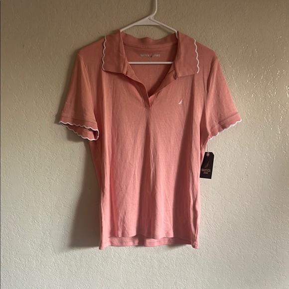 Nautica Tops - NWT Nautica Pink Polo Shirt SZ L